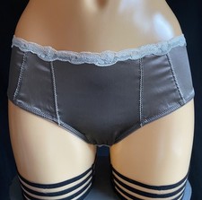 La SENZA Knickers/Panties, Latte 33% Silk, Sheer Mesh, Cream Floral Lace, UK 10