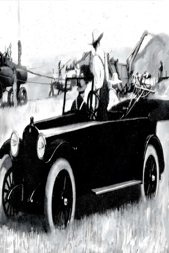 Retro car farm scene - retro,