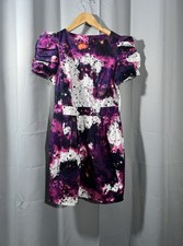Next Runway Collection Dress - UK Size 12 - Bold Abstract Print - Puff Sleeves