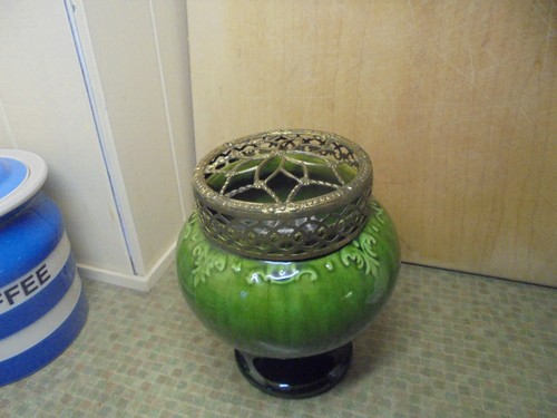 Antique ceramic green - green, posy