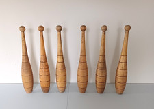 Set of 6 early 20th century wooden juggling clubs. Circa 1930
