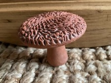 Studio Pottery Decorative 2 Inch Textured Terracotta Mushroom Toadstool Ornament
