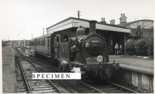 Bordon Railway Station (Hants) + Drummond M7 loco 30027, photo 1950s.