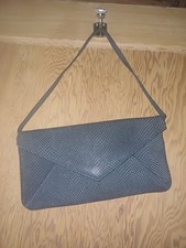 LK Bennett Black suede Leather Envelope Clutch Bag With strap Detachable Strap