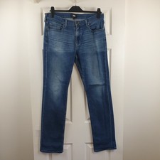 Paige Jeans Size 33W Blue Normandie Straight Leg Distressed
