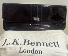 L.K. Bennett 'CLAUDIA' Aubergine Purple Patent Leather Clutch Excellent Preloved