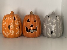 Ceramic Pumpkins TK Maxx Halloween Goth Decor, Tealight Holder Pumpkin Spice 