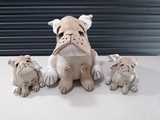Dora Designs Bulldog Brutus Beige Suede Doorstop and Paperweights Retired Rare