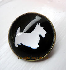 ZPs Antique Bronze Style Domed Pin Badge Brooch Scottish Terrier Scottie dog