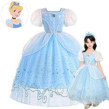 Girls Princess Cinderella Costume Blue Tutu Dress Birthday Party Christmas Gifts