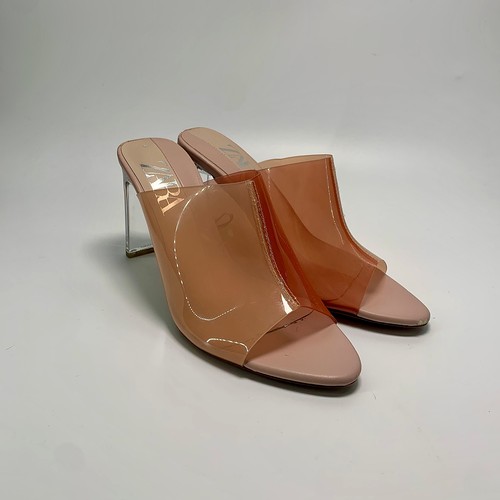 Zara nude clear perspex - nude, mule