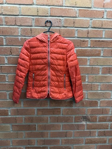 Moncler orange hooded puffer - orange,