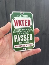 VINTAGE 70'S 80S DODO DESIGNS ENAMEL PUB BAR DOOR PLATE SIGN TOILET HUMOUR WATER