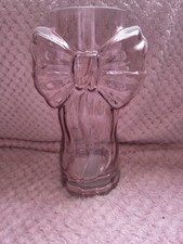 Pink Bow Glass Vase Flowers