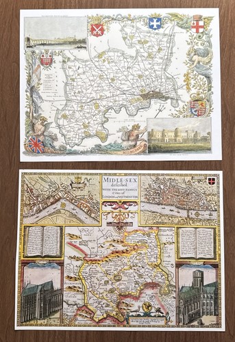 Old antique poster maps - x,