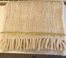 Real Mink Wrap Scarf Cosy Stylish Chunky  knitted ivory colour  200”cm x60”cm