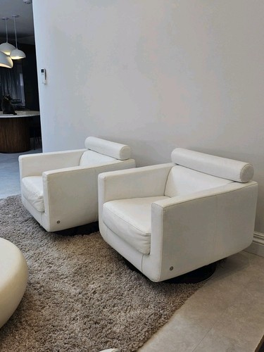 Natuzzi pair white leather - white,