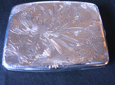 Solid Silver Rare Hand Engraved By KOSUKE Cigarette Case Japanese 950 Late 19th