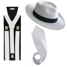 MENS GANGSTER HAT TIE BRACES