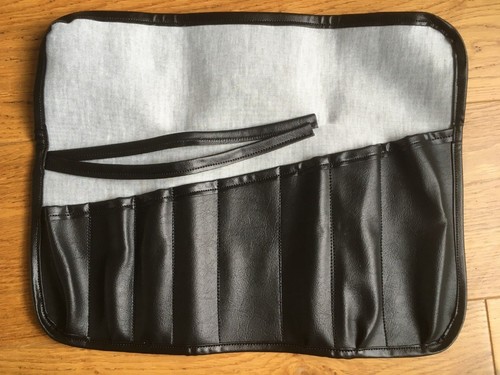 Black leather tool roll - leather,