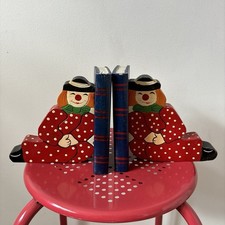 Vintage Clown Wooden Bookends Kitch Cute Shabby Chic TV Film Prop