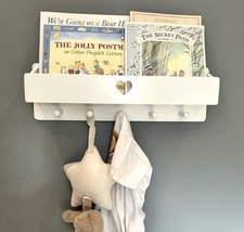 Childrens coat hooks and shelf