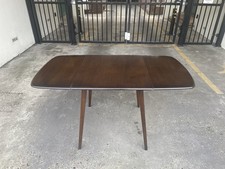 Vintage Ercol Model 383 Drop Leaf Plank  Dining Table, Dark Wood