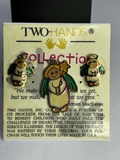 Vintage Two Hands Collection Angel Gold Tone Earrings & Pin/Brooch Set 