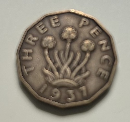 1937 three pence - three, coin
