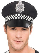 Policeman Hat Peak Cap Police Badge Costume Accessory Cop Realistic Fancy Dress