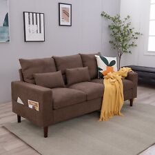 Panana Linen Fabric 2 & 3 Seater Sofa Couch with Wood Legs 3 Colours