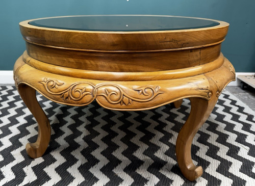 Vintage carved wood - wood, glass