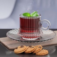 12PC  Clear Glass Tea Cup &