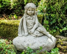 Beautiful Large Garden Ornament Of A Fairy Reclining On A Rock By DGS Statues