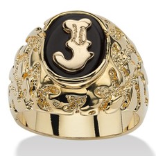 14K GOLD ONYX LETTER J INITIAL