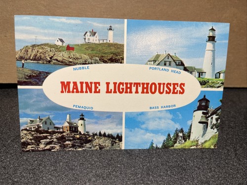 Maine lighthouses postcard - maine, postcard￼