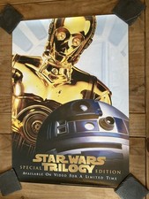 STAR WARS TRILOGY RARE VINTAGE VHS VIDEO PROMO POSTER R2D2 VERY NICE COND 50X71