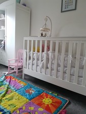 Baby Cot White Wooden with