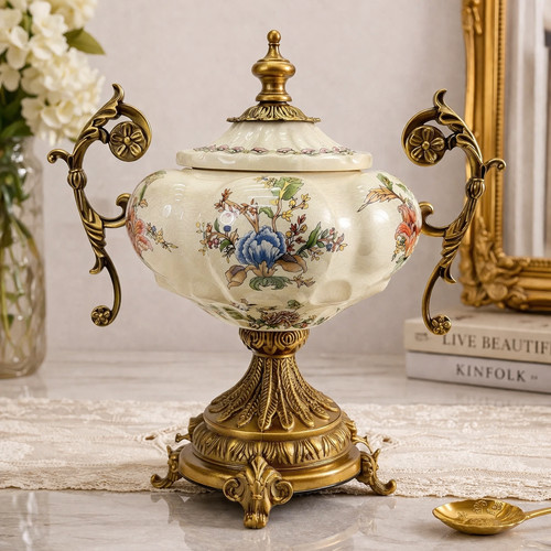 Ceramic decorative vase with - ceramic,