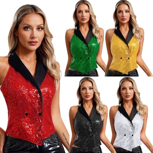 Womens sequins suit vest lapel - vest,