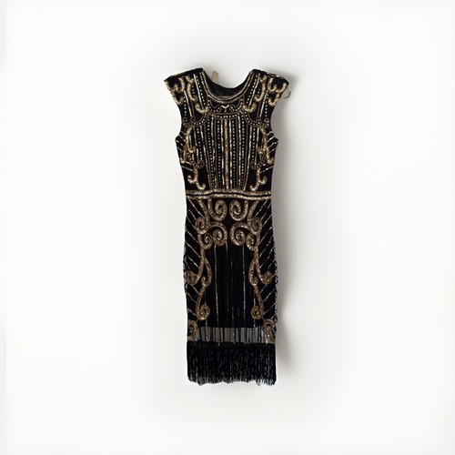 Black gold sequin fringe - black,