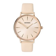 Sekonda Seksy 36mm Womens Round Rose Gold Analogue Watch with Pink Strap