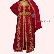 Kaftan New Abaya Party Festive Gown Dress Wedding Fancy Moroccan Georgette Dubai