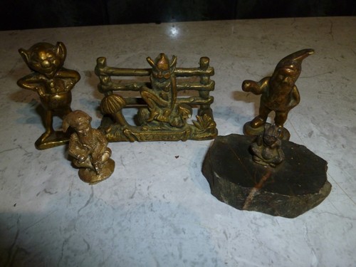 Gnomes pixies brass figures - pixies,