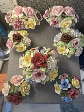 AYNSLEY  And Various  Fine Bone China Rose Bouquet in White Flower Pot . Painted