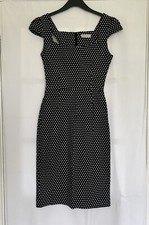 Todays Woman Dark Blue/Black & White Polka Dot Pencil Wiggle Dress Size 8