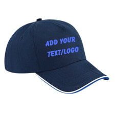 Personalised Baseball Cap Contrast Custom Printed Text Logo Unisex Mens Hat