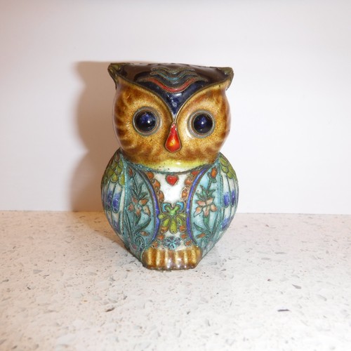 Owl ceramic brass cloisonne - owl,