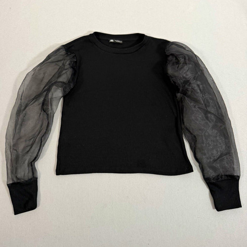 Zara black ribbed - black,
