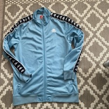 KAPPA Mens  Tracksuit Top Jacket Large L Blue Dark Blue Stripe Full Zip Logo